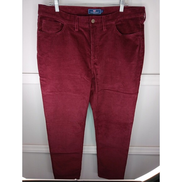 Vineyard Vines Straight Leg Corduroy Pants 38x32 Burgundy Stretch Fall 23 EUC - Picture 2 of 7
